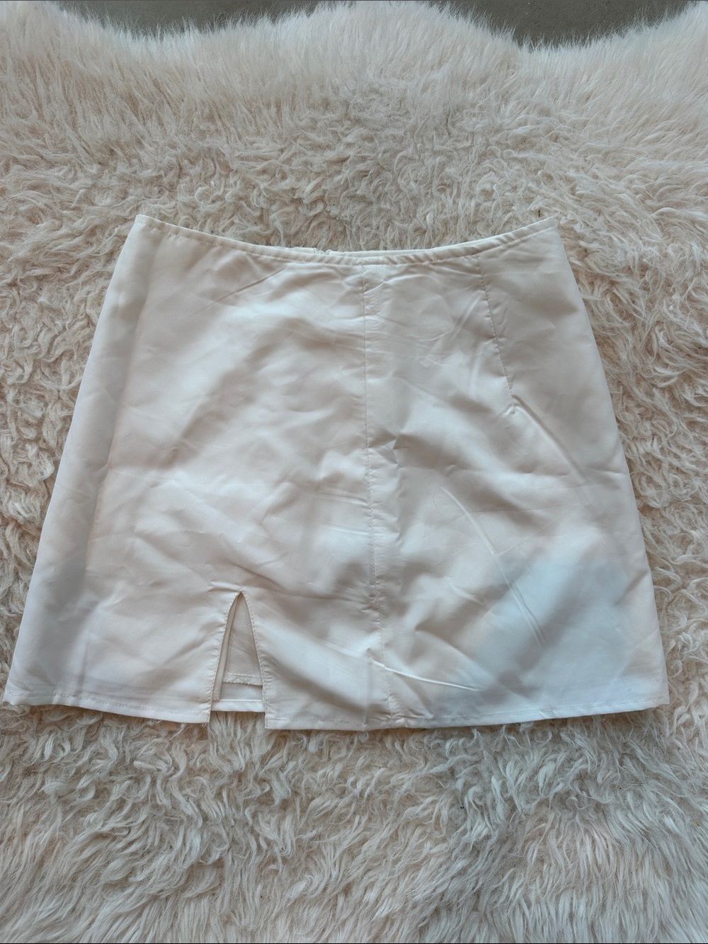 White Mini Skirt with Front Slit